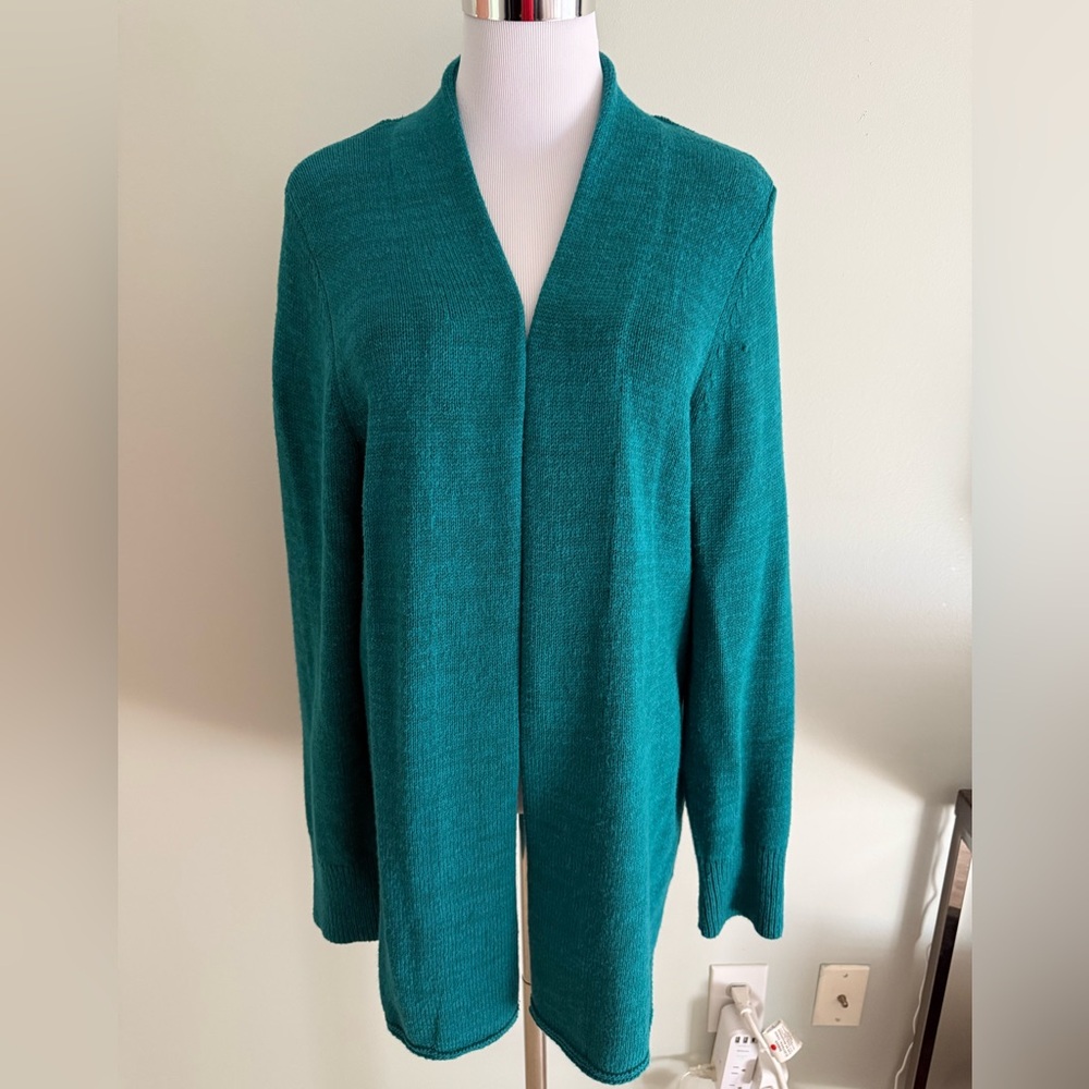 J.Jill Long Teal Knit Cardigan Size M NWOT